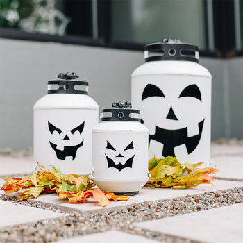 Metal Porch Jack-o-Lantern-White